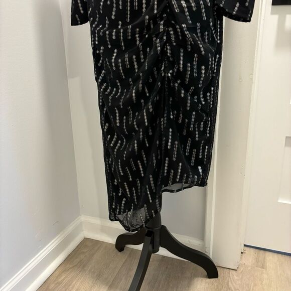 Express Metallic Faux Wrap Ruched Midi Dress XS - Picture 6 of 10